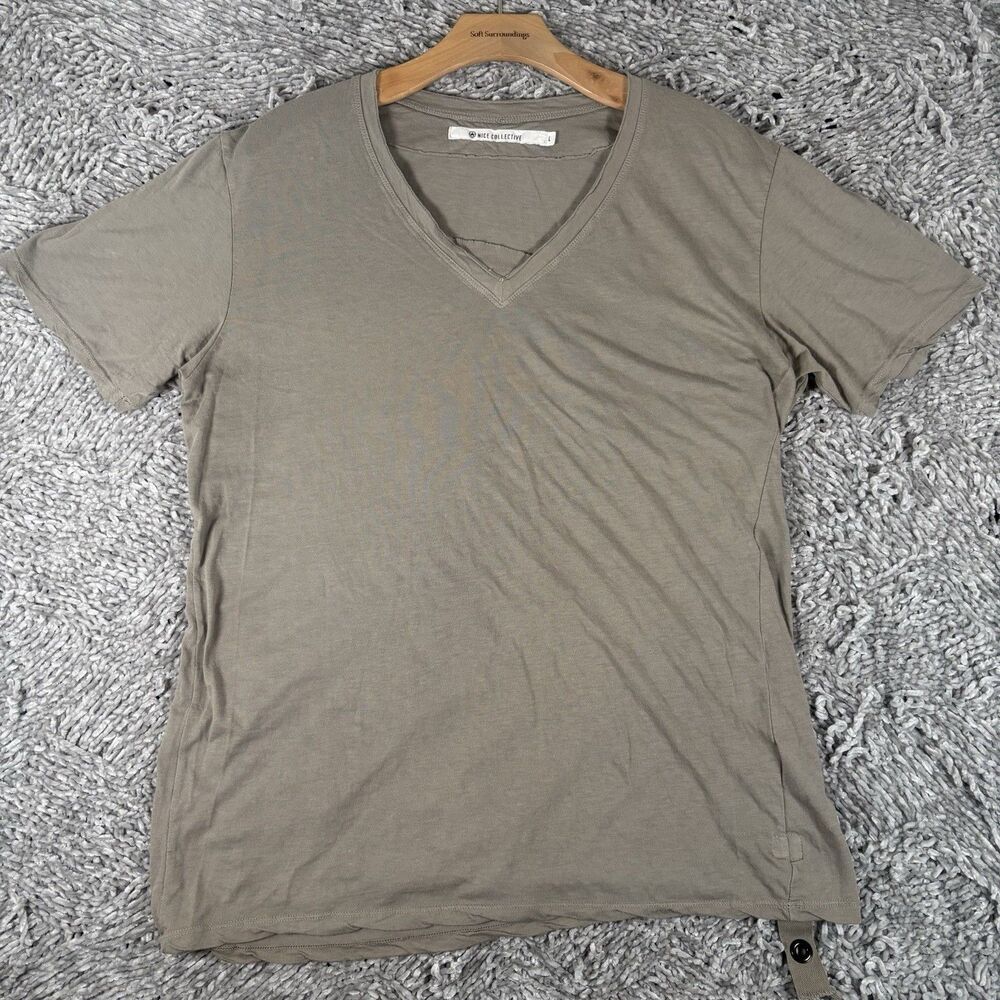 Nice Collective V-Neck T-Shirt Mens Large Gray Short Sleeve Preppy Designer USA
